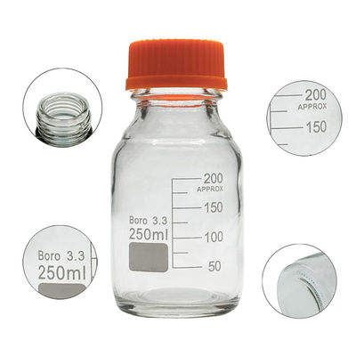 qualité  Customizable Laboratory 250ml Round Bottom Yellow Screw Glass Media Storage Reagent Bottle usine
