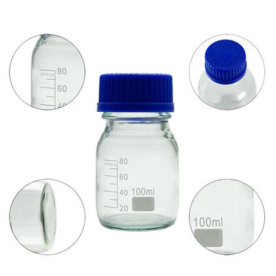 OEM ODM 100 ml réactif bouteilles de verre de laboratoire avec vis bleu