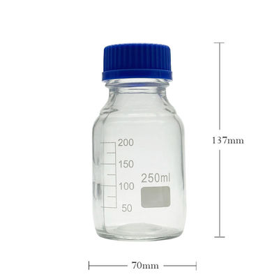 OEM ODM 250 ml réactif bouteilles en verre de laboratoire avec capuchon à vis bleu