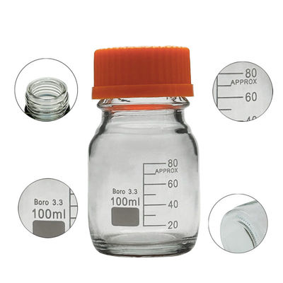 Bouteilles de verre de laboratoire personnalisables de 100 ml Bouteille de réactif de stockage de médias