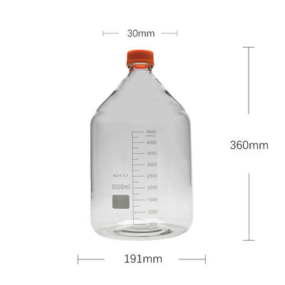 Bottle de réactif de laboratoire personnalisable de 5000 ml à fond rond à vis jaune en verre