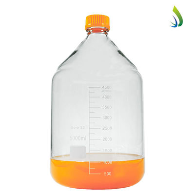 Bottle de réactif de laboratoire personnalisable de 5000 ml à fond rond à vis jaune en verre