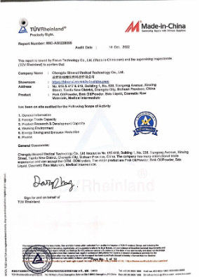 Chine Chengdu Binarui Medical Technology Co., Ltd. certifications